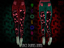 Sims 4 — Lace Planes Skinny Jeans by NikVibes — Comfortable lace paneled zip up jeans in 9 wonderful colors. -Base game