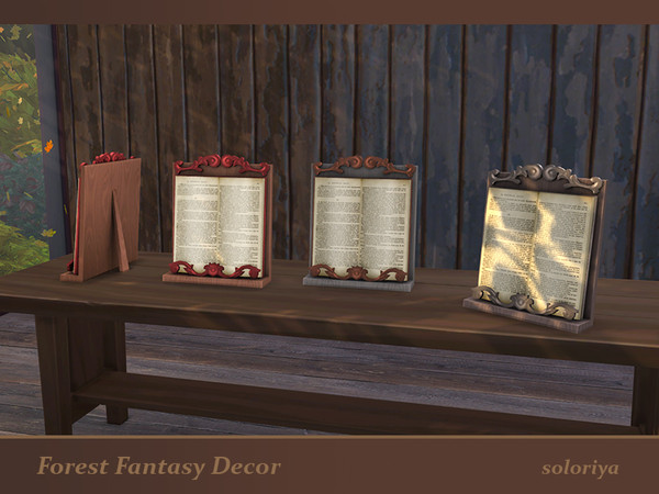 Sims 4 — Forest fantasy Decor Book by soloriya — Old decorative book on a tray. Part of Forest Fantasy Decor set. 3 color