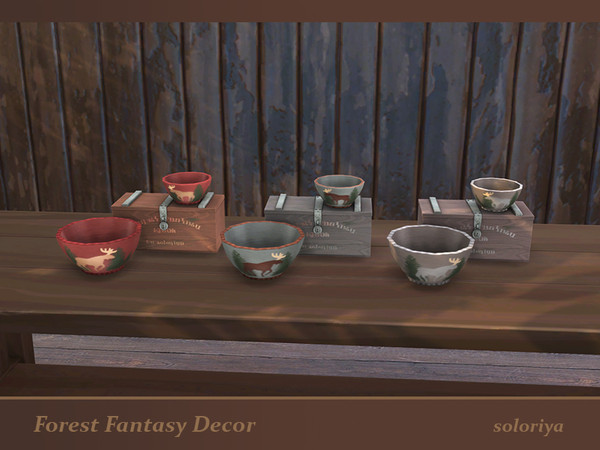 Sims 4 — Forest Fantasy Decor Bowls and Box by soloriya — Two bowls and a wooden box. Part of Forest Fantasy Decor set. 3