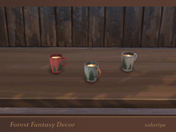 Sims 4 — Forest Fantasy Decor Cup by soloriya — Cup with latte. Part of Forest Fantasy Decor set. 3 color variation.