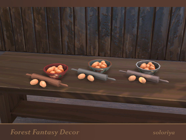 Sims 4 — Forest Fantasy Decor Eggs by soloriya — Eggs in a bowl with a rolling pin. Part of Forest Fantasy Decor set. 3