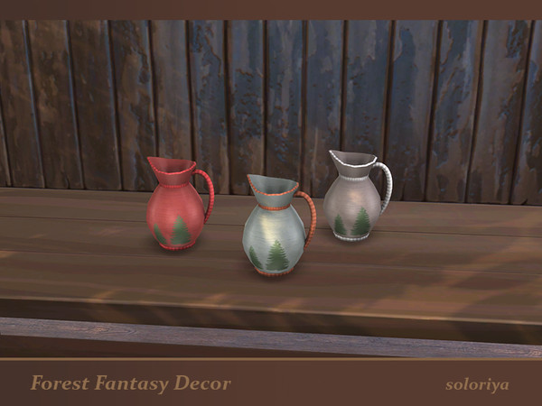 Sims 4 — Forest Fantasy Decor Jug by soloriya — Decorative jug. Part of Forest Fantasy Decor set. 3 color variation.