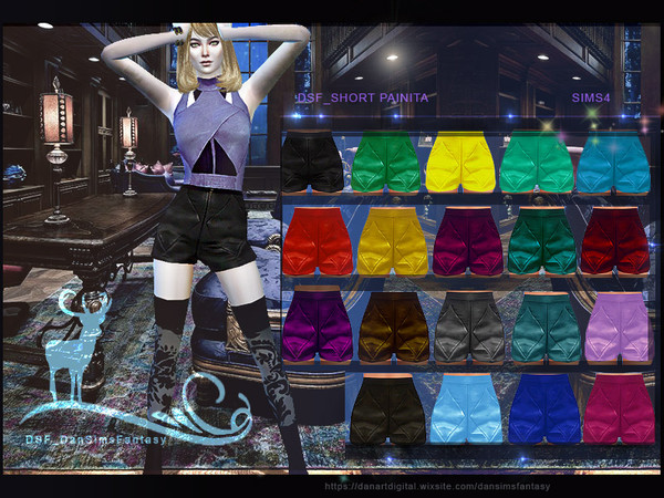 Sims 4 — DSF SHORT PAINITA by DanSimsFantasy — This elegant design combines synthetic leather and silk, unfolded in high