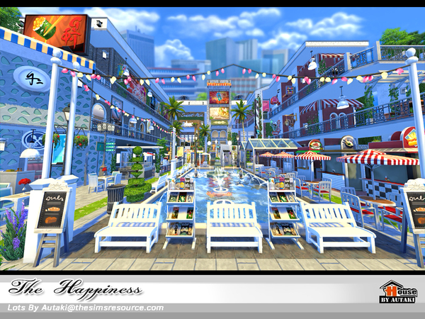 Sims 4 — The Happiness NoCC by autaki — The Happiness Food park and Restaurant A big modern lots for your sims. It has