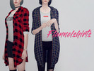 Sims 4 — KK Long flannel shirts F by KKs4 — Clothing Top / Female (T-E) / 12 Color / 14 T-shirts / My mesh / All morphs /