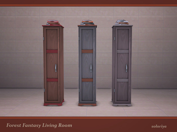 Sims 4 — Forest Fantasy Living Room Bookcase by soloriya — Bookcase with four books on the top. Part of Forest Fantasy