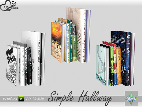Sims 4 — Simple Hallway Books by BuffSumm — Part of the *Simple Hallway* Set ***TSRAA***