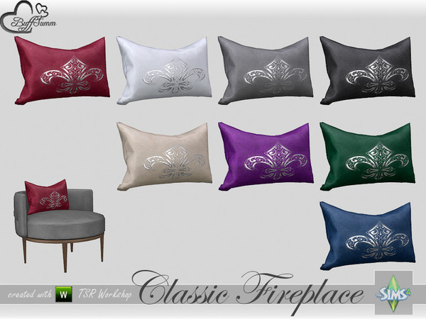 Sims 4 — Classic Fireplace Pillow for Livingchair by BuffSumm — Part of the *Classic Fireplace* Set ***TSRAA***