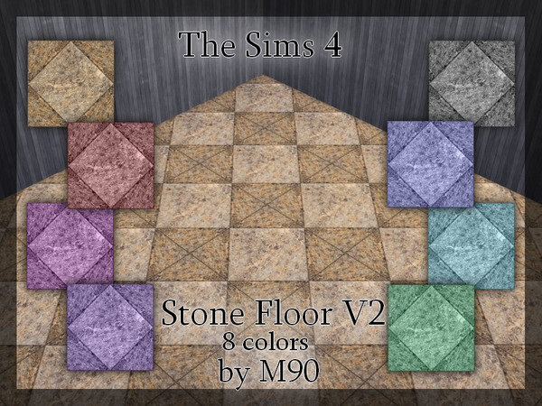 Sims 4 — M90 Stone Floor v2 by Mircia90 — Stone Floor in 8 colors.