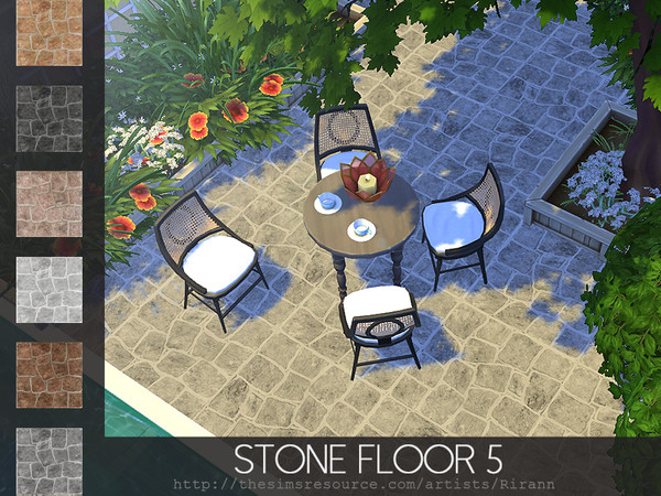 Sims 4 — Stone Floor 5 by Rirann — Stone Floor 5 in 6 color variations. Suitable for exterior or interior of any style. 6