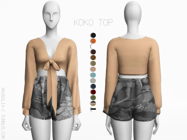 Sims 4 — Koko Top by magnolia-c — New mesh. 14 colors. Custom thumbnail.