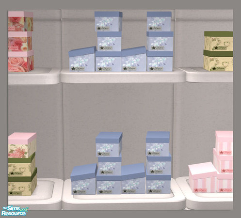 Sims 2 — 4 Box Stack BlueFlowers - 445332 by DOT — 4 Box Stack BlueFlowers. Stacked Boxes. Sims2 by DOT of The Sims