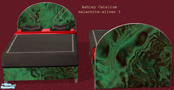 Sims 2 — Ashley Cataline Dbl Bedv2 Malachite Slv1 by suceress — Recolor of the Ashley Cataline Double Bed MESHv2. Rounded