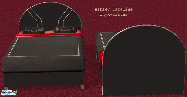 Sims 2 — Ashley Cataline Double Bedv2 Onyx Silver by suceress — Recolor of the Ashley Cataline Double Bed MESHv2. Rounded