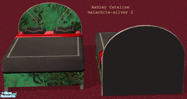 Sims 2 — Ashley Cataline Dbl Bedv2 Malachite Slv2 by suceress — Recolor of the Ashley Cataline Double Bed MESHv2. Rounded