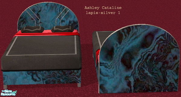 Sims 2 — Ashley Cataline Dbl Bedv2 Lapis Silver1 by suceress — Recolor of the Ashley Cataline Double Bed MESHv2. Rounded
