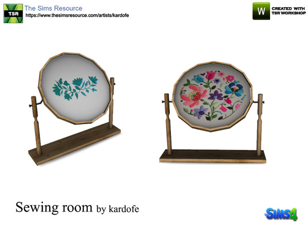 Sims 4 — kardofe_Sewing room_Embroidery frame by kardofe — Embroidery beater with fabric and embroidery