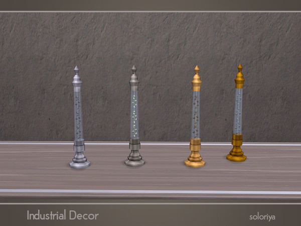 Sims 4 — Industrial Decor Vessel with Particles by soloriya — Table sculpture vessel with glass parts and flying