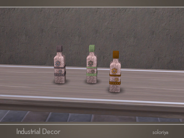 Sims 4 — Industrial Decor Bottle by soloriya — Bottle with ropes and gears. Part of Industrial Decor set. 4 color