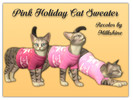 Sims 4 — [Milkshine] Pink Holiday Cat Sweater by milkshine — Hello! This is a recolor of the holiday-looking swatch of
