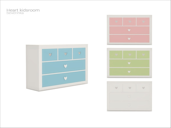 Sims 4 — [Heart kidsroom] - dresser by Severinka_ — Dresser From the set 'Heart kidsroom' Build / Buy category: Storage /