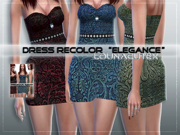 Sims 4 — Dress Recolor  by L0UNA — - 10 Swatches - EA Mesh - different colors - teen to elder - for female - custom