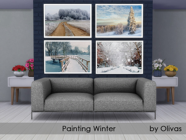 Sims 4 — Painting Winter by olivas2 — Created for: The Sims 4 Recolor of game painting One picture - four variants of