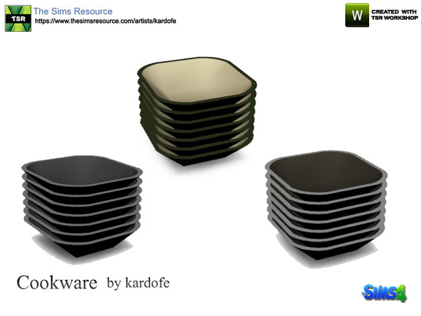 Sims 4 — kardofe_Cookware_Bowls by kardofe — Group of stacked bowls, in three different color options 