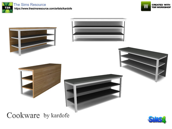 Sims 4 — kardofe_Cookware_Kitchen island by kardofe —  Auxiliary kitchen island, in five color options