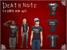 Sims 4 — Death NoteT-Shirts for Men by TheRomanian — Three t-shirt designs based of the anime &amp;amp;amp;quot;Death