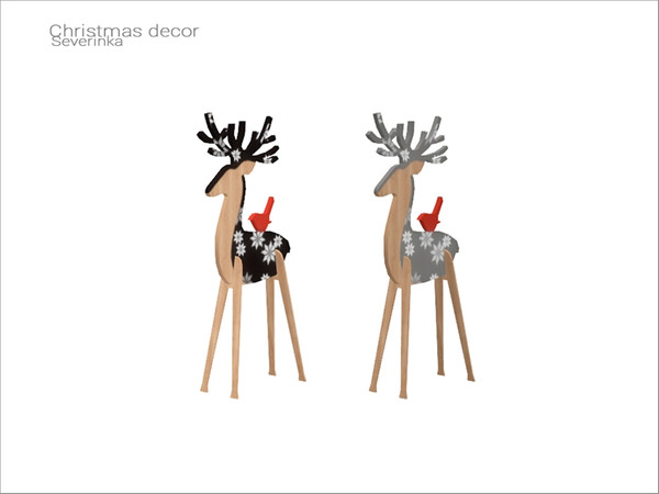 Sims 4 — [Christmas decor] - wooden decorative deer by Severinka_ — Wooden decorative deer statue From the set 'Christmas
