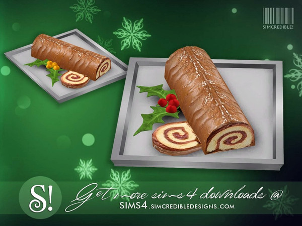 Sims 4 — Holiday Yummies - Yulelog *decor only* by SIMcredible! — by SIMcredibledesigns.com available at TSR 2 colors