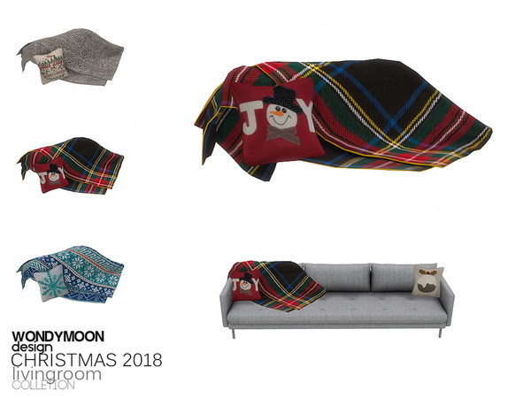 Sims 4 — Christmas 2018 Sofa Blanket & Cushion by wondymoon — - Christmas 2018 - Livingroom - Sofa Blanket - Cushion