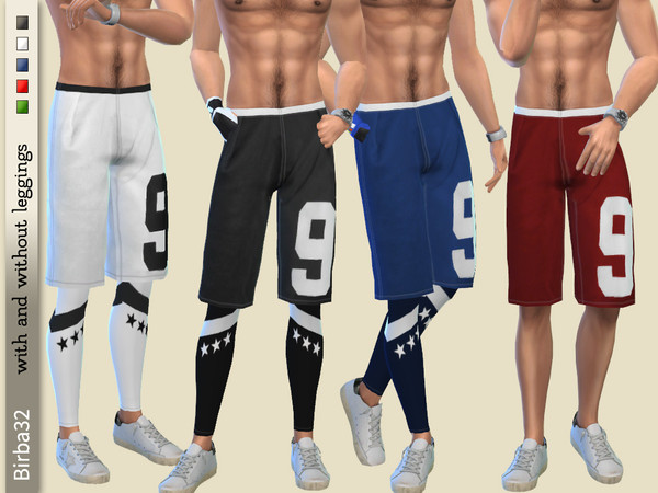 Sims 4 — Sport Shorts by Birba32 — A six-star sports uniform consisting of T-shirts and shorts with or without leggings.