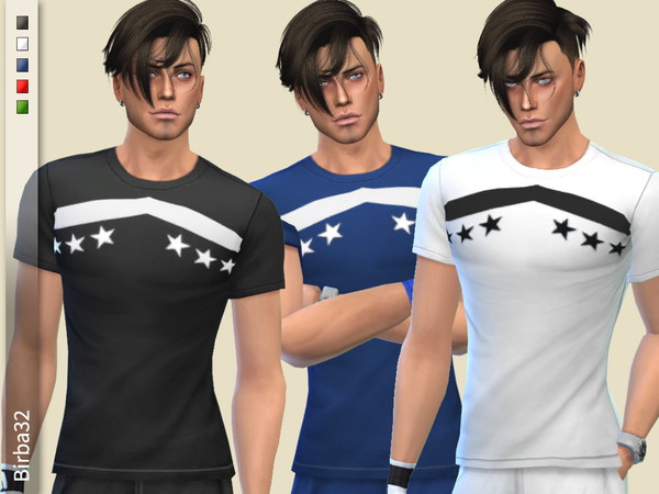 Sims 4 — Sport T-shirt by Birba32 — A six-star sports uniform consisting of T-shirts and shorts with or without leggings.