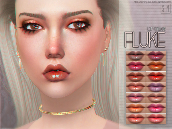 Sims 4 — [ Fluke ] - Lip Colour by Screaming_Mustard — Just a new glossy lip colour for Sims. For females, teen +. With
