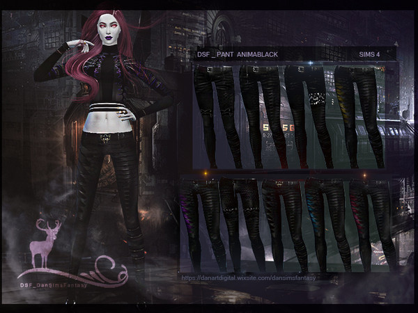 Sims 4 — DSF PANT ANIMA BLACK by DanSimsFantasy — This elegant design has a structure of folds that provide comfort,