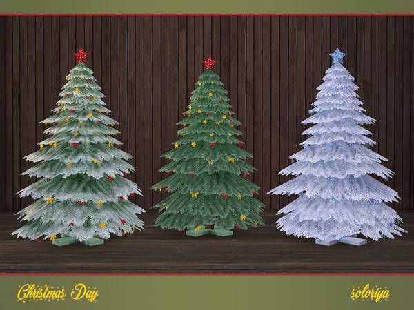 Sims 4 — Christmas Day. Christmas Tree by soloriya — Christmas tree with a star and snowflakes. Part of Christmas Day
