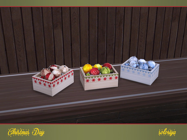 Sims 4 — Christmas Day. Box with Decorative Accessories by soloriya — Wood box with Christmas decorative accessories.