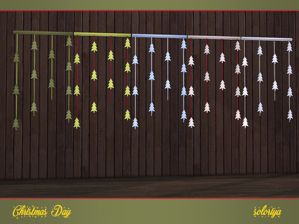 Sims 4 — Christmas Day. Curtains with Trees by soloriya — Curtains with trees. Part of Christmas Day set. 5 color
