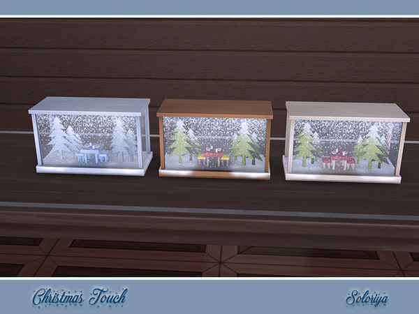 Sims 4 — Christmas Dinner by soloriya — Christmas composition with table, chairs and trees under glass. Part of Christmas