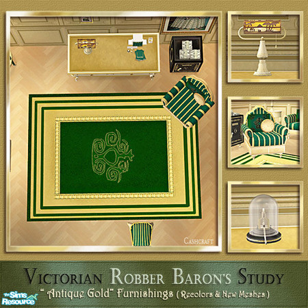 Sims 2 — Robber Baron's Study 3X4 Rug by Cashcraft — A recolor of my Victorian Inspired Study set. The recolor features