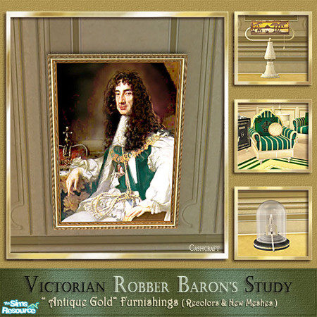 Sims 2 — Robber Baron's Study Charles II Portrait by Cashcraft — A recolor of my Victorian Inspired Study set. The