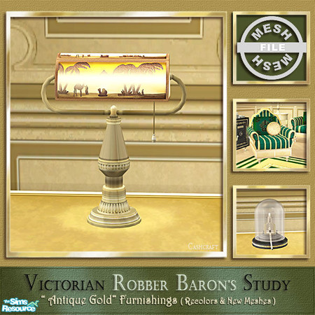 Sims 2 — Robber Baron's Study Banker's Lamp by Cashcraft — A recolor of my Victorian Inspired Study set. The recolor