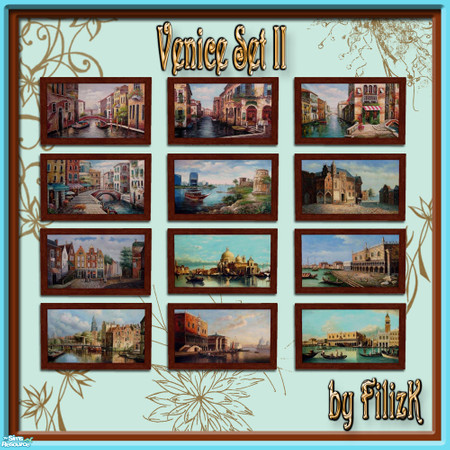 Sims 2 — Venice Set 2 by filizk — 12 recolors of "Reprint Serial #S-COPU4" painting by Maxis.