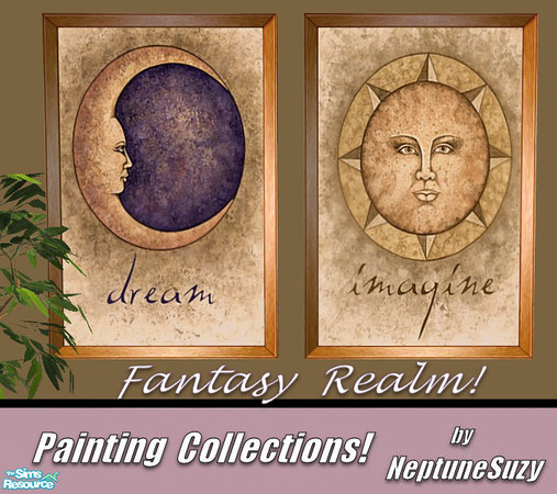 Sims 2 — NSC Painting Set95 - Sun Moon by Neptunesuzy — Your Sims will love these Fantasy Style Paintings! Enjoy!