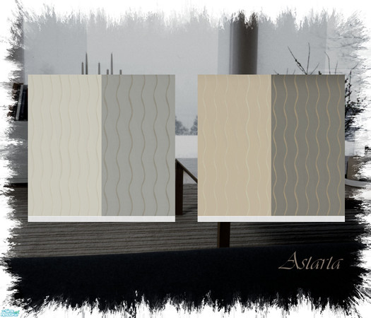 Sims 2 — Waves by Astarta — 4 walls in neutral colors for any room.