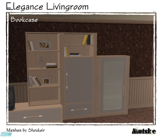 Sims 2 — Elegance Living - Bookcase by Mutske — Elegance Living. All Recolors from the "Arizona Set" by