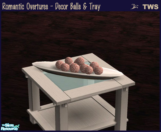 Sims 2 — Romantic Overtures - Decor by wildstar24 — Handpainted wooden balls; coral pink with swirling white design. Also