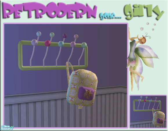 Sims 2 — Retrodern gone Girly - Coat rack by linegud — A recolor set of my Retrodern childrens room for all the girly